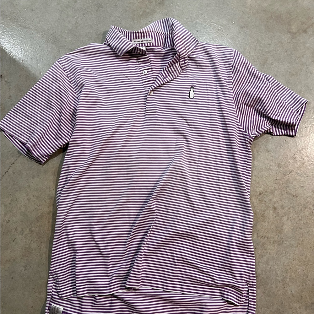 Fun milk bottle Peter Millar golf type shirt